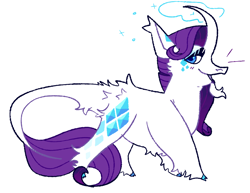 Size: 2048x1585 | Tagged: safe, artist:goatpaste, derpibooru import, rarity, pony, unicorn, g4, alternate design, curved horn, horn, simple background, solo, unicorn beard, white background