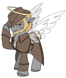 Size: 1833x2160 | Tagged: safe, artist:brainiac, derpibooru import, oc, oc only, oc:thunder punch, earth pony, pony, fallout equestria, 2024 community collab, clothed ponies, derpibooru community collaboration, fallout equestria:all things unequal (pathfinder), simple background, solo, transparent background