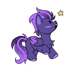 Size: 512x512 | Tagged: safe, artist:_candypone_, derpibooru import, oc, oc only, oc:shadow galaxy, pegasus, pony, blushing, chibi, commission, ethereal mane, female, hooves, mare, open mouth, simple background, smiling, solo, starry mane, starry tail, stars, tail, transparent background