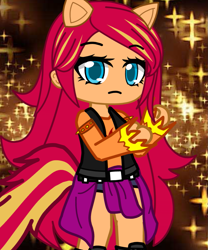 Size: 897x1080 | Tagged: safe, artist:80ssuperstar, derpibooru import, sunset shimmer, anthro, equestria girls, g4, clothes, female, gacha club, pony ears, solo, tail