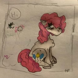 Size: 2172x2172 | Tagged: safe, artist:s0mestupidfrog, derpibooru import, pinkie pie, earth pony, pony, g4, female, pinkamena diane pie, sad, solo, tired, traditional art