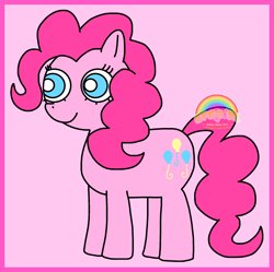 Size: 2152x2141 | Tagged: safe, artist:efegirl4, derpibooru import, pinkie pie, earth pony, pony, g4, female, pink background, simple background, solo