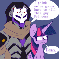 Size: 1280x1280 | Tagged: safe, artist:ladylullabystar, derpibooru import, twilight sparkle, twilight sparkle (alicorn), alicorn, pony, robot, i think we're gonna have to kill this guy, meme, overwatch, ramattra