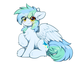 Size: 1570x1383 | Tagged: safe, artist:swaybat, derpibooru import, oc, oc only, oc:siriusnavigator, pegasus, pony, 2024 community collab, chest fluff, derpibooru community collaboration, ear fluff, ears, eye clipping through hair, looking at you, simple background, sitting, smiling, solo, spread wings, transparent background, wings