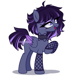 Size: 1440x1440 | Tagged: safe, artist:skyfallfrost, derpibooru import, oc, oc only, pegasus, pony, choker, female, fishnet stockings, mare, simple background, solo, transparent background