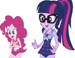 Size: 3252x2520 | Tagged: safe, derpibooru import, edit, edited screencap, editor:homersimpson1983, screencap, pinkie pie, sci-twi, twilight sparkle, human, equestria girls, background removed, bikini, clothes, female, not a vector, simple background, swimsuit, transparent background