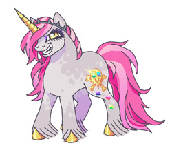 Size: 980x843 | Tagged: safe, artist:necronyancy, derpibooru import, oc, oc only, crystal pony, unicorn, female, simple background, solo, white background