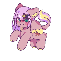 Size: 1080x1080 | Tagged: artist needed, safe, derpibooru import, oc, oc only, pegasus, pony, my little pony: tell your tale, 2024 community collab, green eyes, purple hair, simple background, solo, transparent background, yellow hair