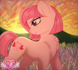 Size: 1851x1668 | Tagged: safe, artist:guruyunus17, derpibooru import, oc, oc:annisa trihapsari, earth pony, pony, base used, female, ibispaint x, mare, solo, sunset, watermark