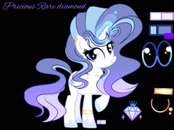 Size: 1715x1279 | Tagged: safe, artist:mythicalsentrymlp, derpibooru import, oc, oc only, oc:precious rare diamond, pony, unicorn, g4, base used, black background, female, mare, offspring, parent:fancypants, parent:rarity, parents:raripants, simple background, solo