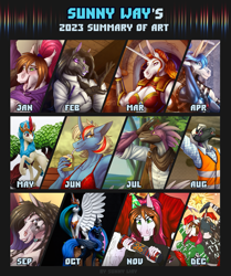 Size: 1339x1600 | Tagged: safe, artist:sunny way, derpibooru import, alicorn, anthro, dinosaur, horse, kirin, original species, pegasus, pony, unicorn, velociraptor, alacorna, art, art summary, artwork, commission, craft, digital art, epic, exclusive, female, feral, figurine, finished commission, ki'rinaes, male, mare, new year, palindrome get, sculpture, summary