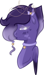 Size: 1971x3346 | Tagged: safe, artist:thecommandermiky, derpibooru import, oc, oc only, oc:miky command, pegasus, pony, accessory, bow, bust, collar, female, folded wings, hair bow, mare, pegasus oc, purple eyes, purple hair, short hair, short mane, simple background, solo, spots, transparent background, wings