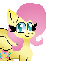 Size: 200x200 | Tagged: safe, artist:catkittgirlmeows, derpibooru import, fluttershy, pegasus, pony, g4, female, looking at you, mare, pixel art, simple background, smiling, smiling at you, solo, spread wings, three quarter view, white background, wings