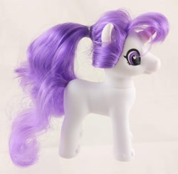 Size: 2359x2298 | Tagged: safe, derpibooru import, unicorn, bootleg, colored horn, female, high res, horn, incorrect hair placement, irl, not rarity, photo, ponytail, simple background, standing, toy, white background, zuru sparkle girlz