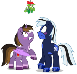 Size: 5365x5168 | Tagged: safe, artist:creedyboy124, derpibooru import, oc, oc only, oc:ghostpony, oc:princess kincade, alicorn, pegasus, g4, female, male, mistletoe, shipping, simple background, stallion, straight, transparent background