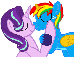 Size: 517x400 | Tagged: safe, artist:star-heart2002, derpibooru import, starlight glimmer, oc, oc:shield wing, alicorn, pony, unicorn, g4, canon x oc, eyes closed, female, male, mare, nuzzling, ship:shieldglimmer, shipping, simple background, solo, stallion, transparent background