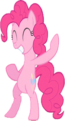 Size: 390x720 | Tagged: safe, derpibooru import, edit, edited screencap, editor:homersimpson1983, screencap, pinkie pie, earth pony, pony, g4, background removed, bipedal, eyes closed, female, not a vector, simple background, smiling, transparent background