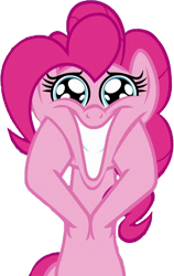 Size: 455x720 | Tagged: safe, derpibooru import, edit, edited screencap, editor:homersimpson1983, screencap, pinkie pie, earth pony, pony, g4, background removed, female, grin, hooves on cheeks, not a vector, simple background, smiling, solo, transparent background