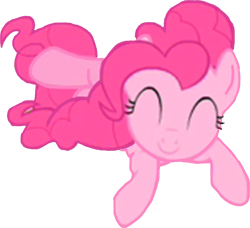 Size: 2767x2520 | Tagged: safe, derpibooru import, edit, edited screencap, editor:homersimpson1983, screencap, pinkie pie, earth pony, pony, g4, background removed, eyes closed, female, not a vector, rolling, simple background, smiling, solo, transparent background