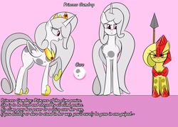 Size: 3500x2500 | Tagged: safe, artist:bestponies, derpibooru import, oc, oc:princess gumdrop, goo, goo pony, monster pony, original species, armor, crown, female, guard, happy, jewelry, looking down, mare, open mouth, open smile, reference sheet, regalia, smiling, text