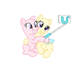 Size: 685x582 | Tagged: safe, artist:dazzle, derpibooru import, g4, base, duo, female, mare, ms paint base, ms paint friendly, selfie, selfie stick, simple background, transparent background