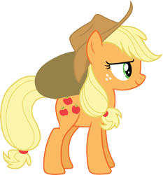 Size: 3000x3213 | Tagged: safe, artist:cloudy glow, derpibooru import, applejack, earth pony, pony, g4, trade ya, applejack's hat, clothes, cowboy hat, female, hat, simple background, smiling, solo, transparent background