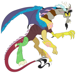Size: 3681x3512 | Tagged: safe, artist:mlgtrap, derpibooru import, discord, draconequus, g4, armor, ascension enhancement, black and white mane, chaos, high res, male, simple background, solo, transparent background