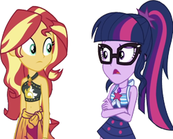 Size: 3132x2520 | Tagged: safe, derpibooru import, edit, edited screencap, editor:homersimpson1983, screencap, sci-twi, sunset shimmer, twilight sparkle, human, better together, equestria girls, g4, unsolved selfie mysteries, background removed, bikini, clothes, female, geode of empathy, geode of telekinesis, magical geodes, not a vector, one-piece swimsuit, sci-twi swimsuit, simple background, swimsuit, transparent background