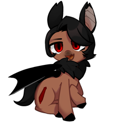 Size: 1200x1200 | Tagged: source needed, safe, artist:noriap, derpibooru import, oc, oc only, oc:dire pen, bat pony, pony, 2024 community collab, bat pony oc, bat wings, chest fluff, derpibooru community collaboration, folded wings, solo, wings