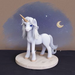 Size: 512x512 | Tagged: safe, ai content, derpibooru import, machine learning generated, pony, unicorn, moon, solo