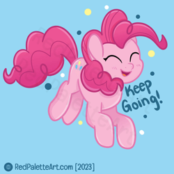 Size: 1500x1500 | Tagged: safe, artist:redpalette, derpibooru import, pinkie pie, earth pony, pony, g4, cute, female, fun, happy, mare, motivational, positive ponies, prancing, smiling