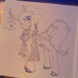 Size: 3024x3024 | Tagged: safe, artist:nmoonly, derpibooru import, oc, kirin, clothes, kirin oc, scarf, traditional art