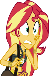 Size: 1648x2520 | Tagged: safe, derpibooru import, edit, edited screencap, editor:homersimpson1983, screencap, sunset shimmer, human, g4, background removed, bikini, clothes, female, geode of empathy, magical geodes, not a vector, simple background, solo, swimsuit, transparent background