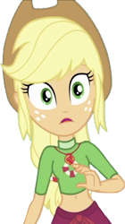 Size: 1410x2520 | Tagged: safe, derpibooru import, edit, edited screencap, editor:homersimpson1983, screencap, applejack, human, equestria girls, g4, applejack's hat, background removed, clothes, cowboy hat, female, freckles, geode of super strength, hat, magical geodes, not a vector, simple background, solo, swimsuit, transparent background