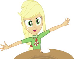 Size: 3135x2520 | Tagged: safe, derpibooru import, edit, edited screencap, editor:homersimpson1983, screencap, applejack, human, equestria girls, g4, applejack's hat, arms spread out, background removed, clothes, cowboy hat, female, freckles, geode of super strength, hat, magical geodes, not a vector, simple background, solo, swimsuit, transparent background