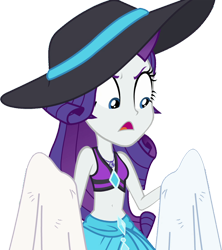Size: 2236x2520 | Tagged: safe, derpibooru import, edit, edited screencap, editor:homersimpson1983, screencap, rarity, human, equestria girls, g4, background removed, bikini, clothes, female, hat, not a vector, rarity is not amused, sarong, simple background, solo, swimsuit, towel, transparent background, unamused
