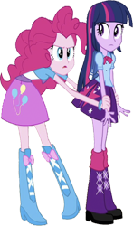 Size: 1486x2520 | Tagged: safe, derpibooru import, edit, edited screencap, editor:homersimpson1983, screencap, pinkie pie, twilight sparkle, human, equestria girls, g4, background removed, duo, duo female, female, not a vector, simple background, transparent background