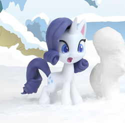 Size: 1278x1256 | Tagged: safe, derpibooru import, edit, edited screencap, screencap, rarity, pony, g4.5, my little pony: stop motion short, snow pony contest (short), cropped, cute, open mouth, shocked, snow, solo