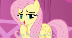 Size: 1366x729 | Tagged: safe, derpibooru import, screencap, fluttershy, pegasus, pony, caption, female, mare, text