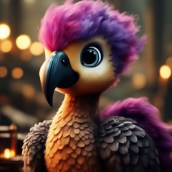 Size: 1024x1024 | Tagged: safe, ai content, derpibooru import, machine learning generated, scootaloo, bird, dodo, hybrid, g4, cutealoo, scootadodo, solo