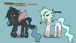 Size: 6068x3392 | Tagged: safe, derpibooru import, oc, oc only, changeling, blue background, changeling oc, digital art, ponysona, red changeling, reference sheet, simple background, solo