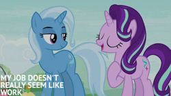 Size: 2000x1123 | Tagged: safe, derpibooru import, edit, edited screencap, editor:quoterific, screencap, starlight glimmer, trixie, student counsel