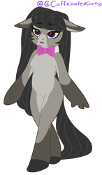 Size: 873x1499 | Tagged: safe, artist:caffeinatedcarny, derpibooru import, octavia melody, anthro, earth pony, hybrid, mule, unguligrade anthro, g4, bowtie, burroctavia, coat markings, ears, female, floppy ears, mare, simple background, solo, stylized, transparent background