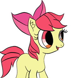 Size: 640x640 | Tagged: safe, artist:whitethealicorn, derpibooru import, apple bloom, earth pony, pony, ear fluff, ears, female, filly, foal, simple background, solo, white background