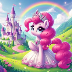 Size: 1024x1024 | Tagged: safe, ai content, derpibooru import, machine learning generated, pinkie pie, g4, princess pinkie pie, prompter:princessoflovepinkyt