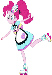 Size: 1751x2520 | Tagged: safe, derpibooru import, edit, edited screencap, editor:homersimpson1983, screencap, pinkie pie, human, equestria girls, g4, apron, background removed, clothes, not a vector, roller skates, server pinkie pie, simple background, skates, solo, transparent background, waitress