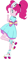 Size: 1191x2520 | Tagged: safe, derpibooru import, edit, edited screencap, editor:homersimpson1983, screencap, pinkie pie, human, equestria girls, g4, apron, background removed, clothes, not a vector, roller skates, server pinkie pie, simple background, skates, solo, transparent background, waitress