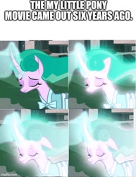 Size: 500x646 | Tagged: safe, derpibooru import, edit, edited screencap, editor:professorventurer, screencap, mistmane, pony, unicorn, campfire tales, g4, aging, feel old yet?, meme, solo, young mistmane