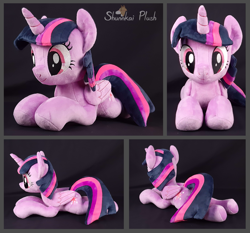 Size: 1447x1350 | Tagged: safe, artist:shunnkai, derpibooru import, twilight sparkle, twilight sparkle (alicorn), alicorn, pony, g4, irl, lying down, photo, plushie, prone, solo