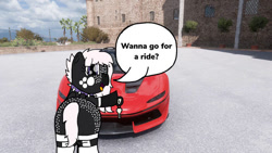 Size: 622x350 | Tagged: safe, artist:foxfer64_yt, derpibooru import, oc, oc only, oc:onyxstar (fl), pegasus, pony, butt, car, cute, female, ferrari, forza horizon, mare, pegasus oc, racecar, solo